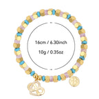 B0268 Bohemian Infinity Love Zircon Beaded Rose Quartz Blue Turquoise Bracelet