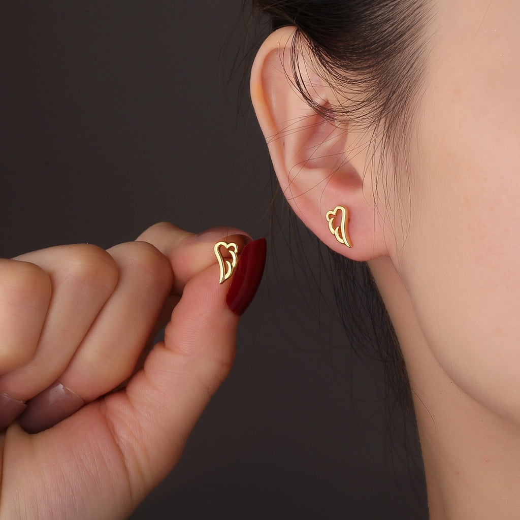 SE0187 S925Silver Angel Wings Earrings for Women Creative Design Sense Simple Cute Ear Jewelry