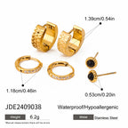 2H Stainless Steel Circle Earrings Pearl Studs Non-Fading Jewelry for Women