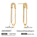Cubic Zirconia Paperclip Link Gold-Tone Stainless Steel Earrings styled for independent jewelry boutiques