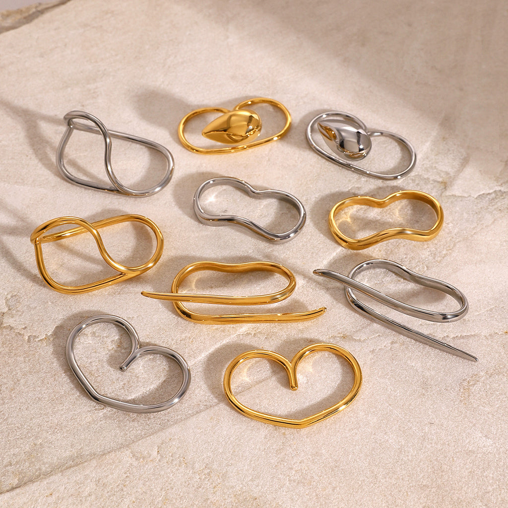 Stainless Steel Double Finger Ring Women Irregular Product Rings
