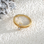 R0244 Brass Gold-Plated Joint Ring One-Piece Wholesale Fashion Personality Double Zirconia Ring
