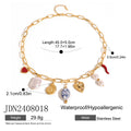 Gold-Tone Seashell Pearl Pendant Stainless Steel Necklace with gold-tone stainless steel construction