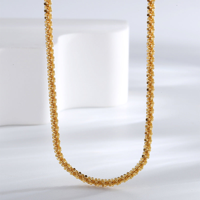N0285 Simple Fashion Necklace for Women, Brass Gold-Plated, Vintage Minimalist Elegant Cuban Chain