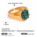 Gold-Plated Stone Sculptural Statement Stainless Steel Ring — finish and profile — jewelry finish and design detail