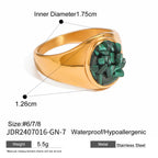 Stainless Steel Natural Stone Exaggerated Ring rings