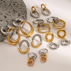 2H Stainless Steel Color Block Circle Earrings Studs Hoop Jewelry