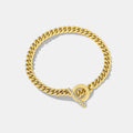 Gold-Plated Brass Sculptural CZ Chain Bracelet featuring cubic zirconia detailing — jewelry finish and design detail