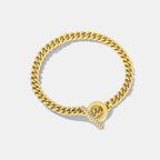 B0053 Foreign Trade Copper Inlaid with Zirconia and Gold Plated OT Couple Style Brazilian Chain Bracelet Source of Goods