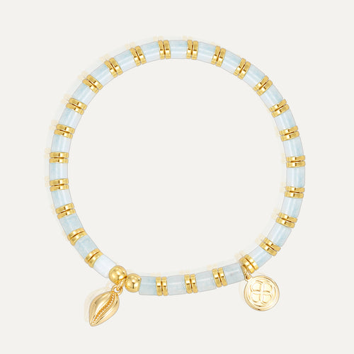 14K Gold-Plated Bohemian Shell Bead Bracelet — front view