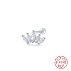S925Pure Silver Single Crown Ear Bone Stud Earrings Bestselling Fashion Diamond-Studded Threaded Ear Piercing Women's Ear Jewelry