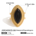 18K Gold-Plated Agate Vintage Open Stainless Steel Ring — jewelry construction