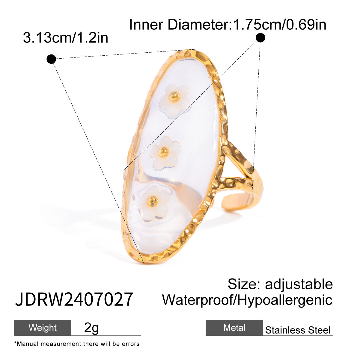 2H Eternal Flower Ring Non-Fading Jewelry Stainless Steel Ring