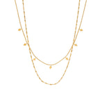 Classic and Simple Necklace Jewelry18K Gold-plated Stainless Steel Double-layer Tassel Sequin Bead Chain Necklace for Women