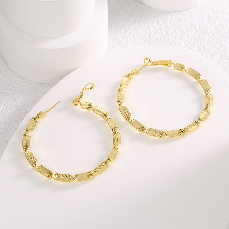 E0570 Modern Minimalist Design Earrings for Women, Copper Gold-Plated, Cool Style Ear Jewelry