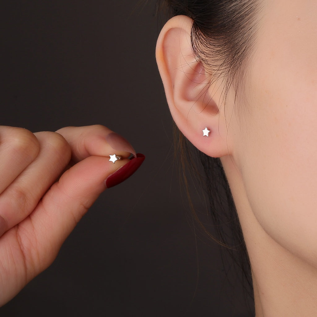 SE0190 S925Silver Star Simple Earrings Small Ear Bone Stud Earrings for Women Cross-border