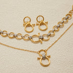 Original Color Block Necklace Women's Earrings Stainless Steel Bracelet Non-Fading Jewelry