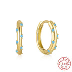 S925 Sterling Silver Colorful Diamond Hoop Earrings Minimalist
