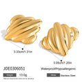 18K Gold-Plated Stainless Steel Stud Earrings with Geometric Detail — Statement Style — alternate product view — jewelry finish and design detail