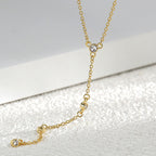 N0165 Minimalist Long Collarbone Chain Necklace French Romantic Zircon Inlaid Pendant