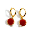 Gold-Plated Brass Yellow Stone Geometric Earrings — front view — jewelry finish and design detail