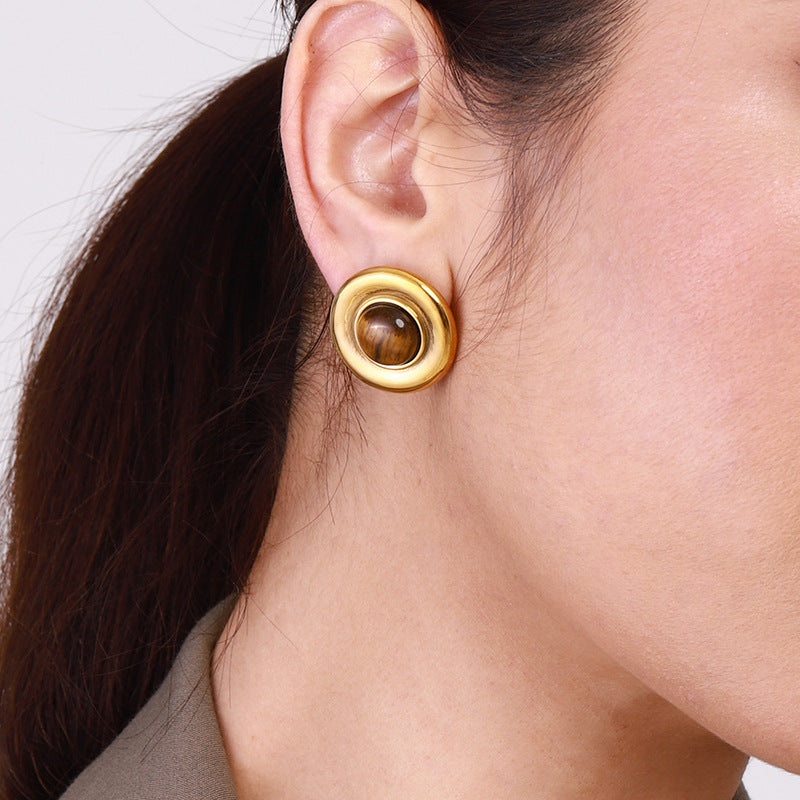 2H Earrings, Ear Jewelry, Tiger Eye Stone Earrings, Autumn Winter earrings Ornament