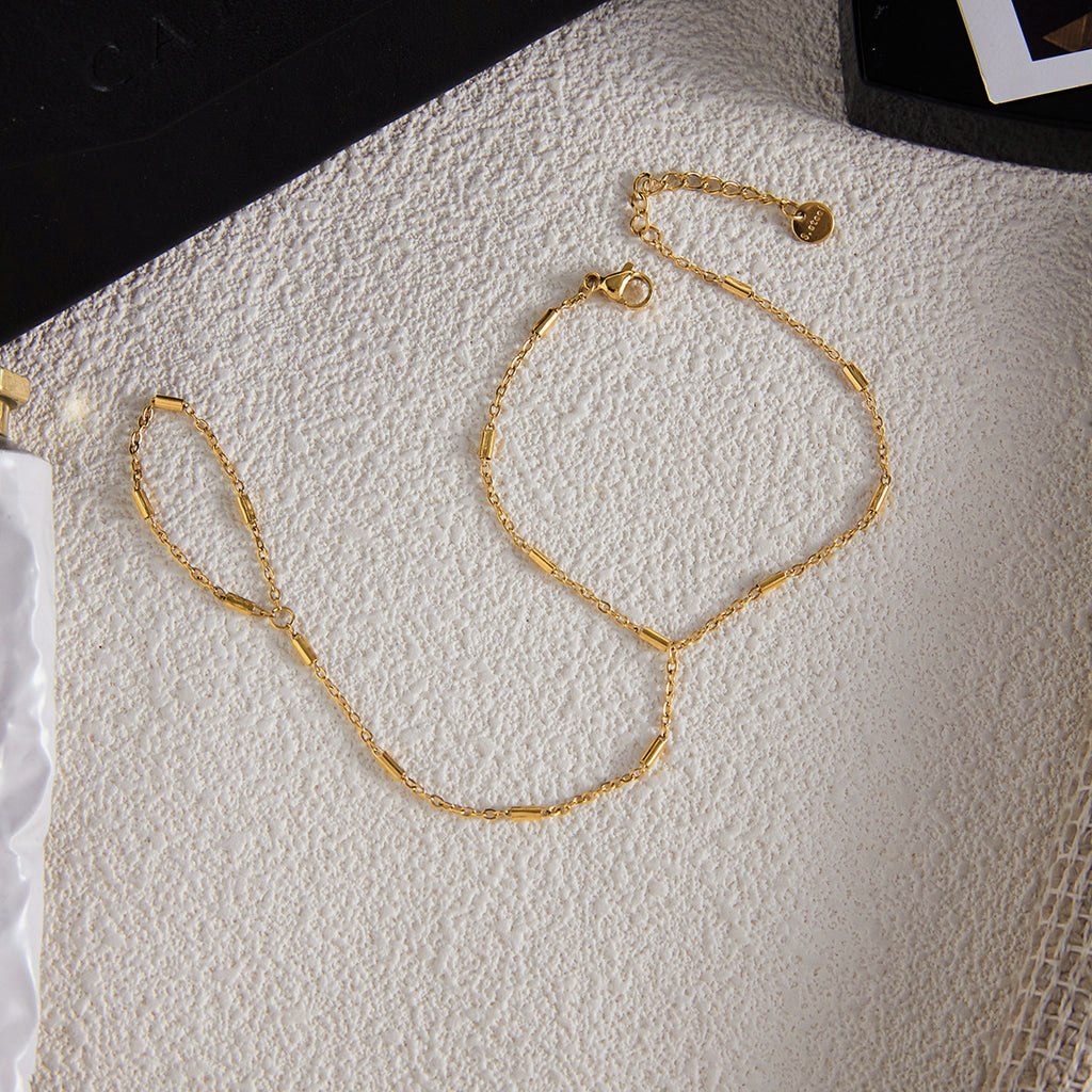 2H Zircon Ring Non-Fading Necklace Women's Finger Bracelet Stainless Steel Jewelry