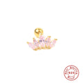 925 Sterling Silver Silver Single Crown Ear Bone Stud Earrings cubic-zirconia-set — product style photo 12 — jewelry finish and design detail