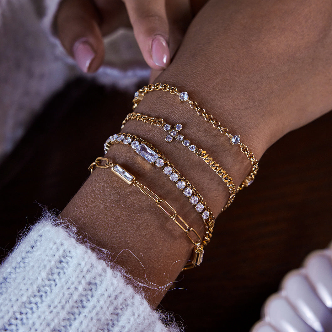 Zircon Bracelet Stainless Steel Jewelry Girls Jewelry