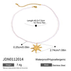 2H Stainless Steel Vacation Style Beaded Necklace Jewelry for Women, Non-Fading Collarbone Chain