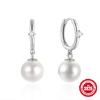 S925Sterling Silver Inlaid Diamond Pearl Hoop Earrings Ear Clips Earrings Korean and Japanese Hot Sale Daily Wear Earrings Ear Jewelry