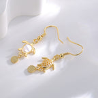 E0741 Creative Fashion Design Turtle Ear Hooks for Women Copper Gold Plated Ocean Elements Inlaid Pearl Earrings