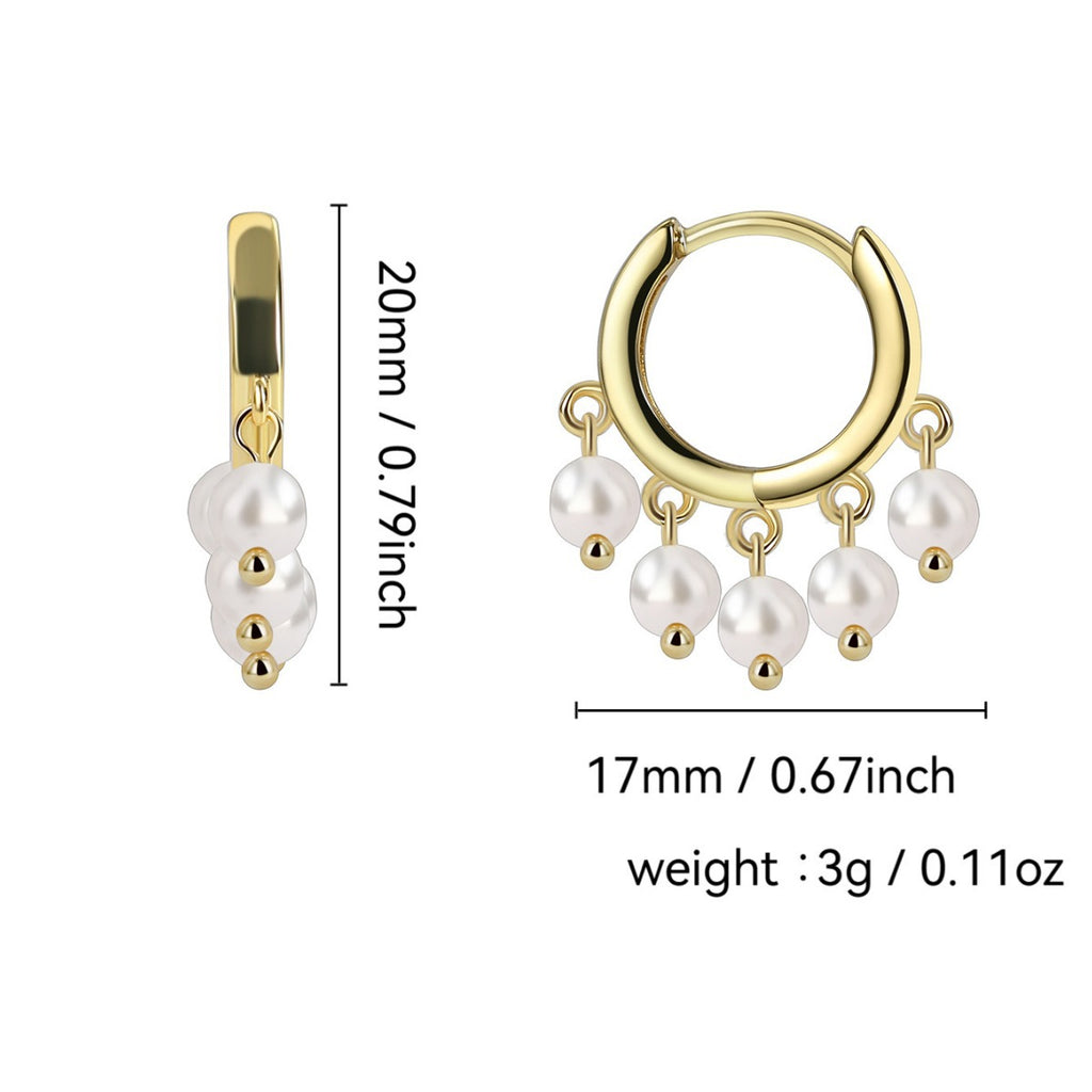 E0357 Pearl Ear Stud Earrings for Women Simple Minimalist Tassel Pendant Hoop Earrings
