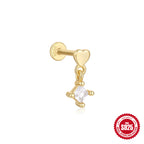 S925Sterling Silver Heart Crown Inlaid Diamond Soft Bone Spiral Piercing Stud Earrings for Women Hot Selling Ear Bone Stud