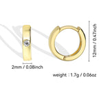 E0355 Ornament Basic Smooth Surface Diamond-Studded Earrings for Women gold Single Diamond Round Earrings Hoop Earrings