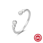S925Sterling Silver Curved Petal Single Row Diamond Luxury Stacked Open Ring Hot Selling Index Finger Ring