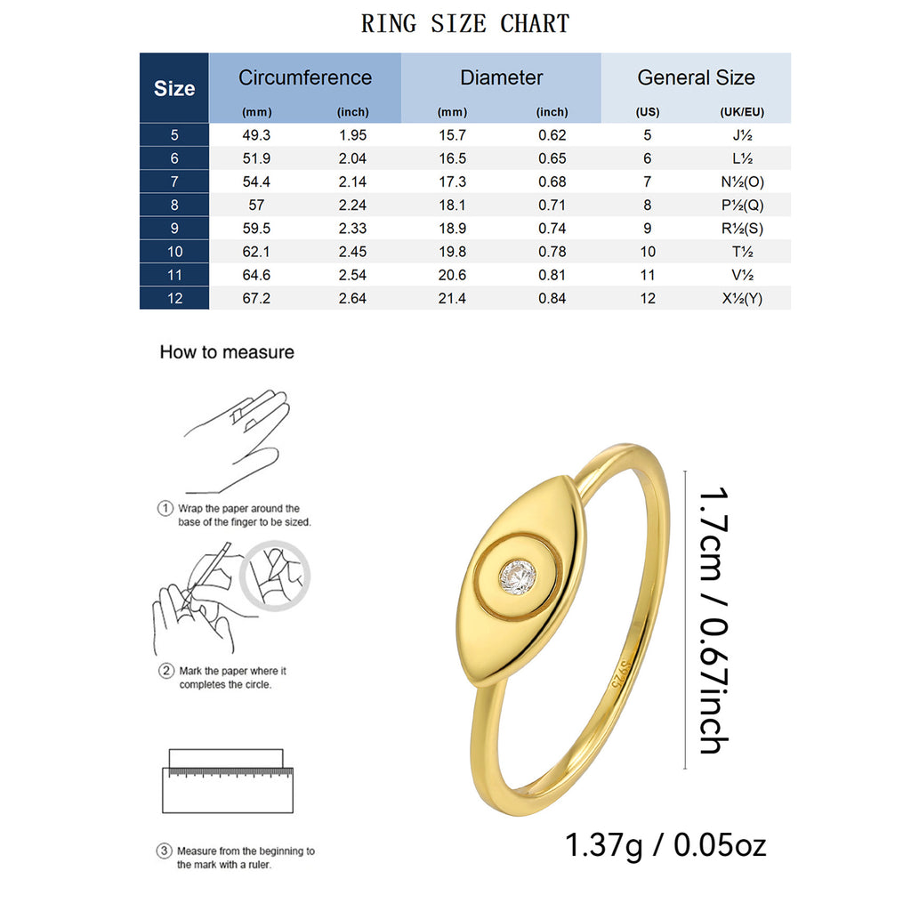 SR0022 S925Silver Eye Ring Sweet Cool Finger Ring Trendy