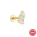 Sterling Silver cubic zirconia Tassel Threaded Ear Bone Stud Earrings — product style photo 12 — jewelry finish and design detail