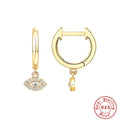 Cross Evil Eye Moon 925 Sterling Silver Earrings — decorative detail — jewelry finish and design detail