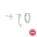 Minimalist Crystal 925 Sterling Silver Earring Set — side profile — alternate angle 2 — jewelry finish and design detail