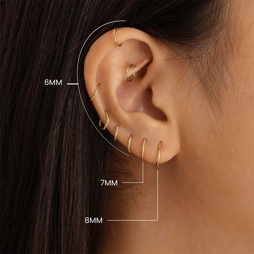 S925Pure Silver Minimalist Ear Bone Stud Ear Jewelry Ear Bone Clip Ear Cartilage Piercing Nose Ring Pure Silver