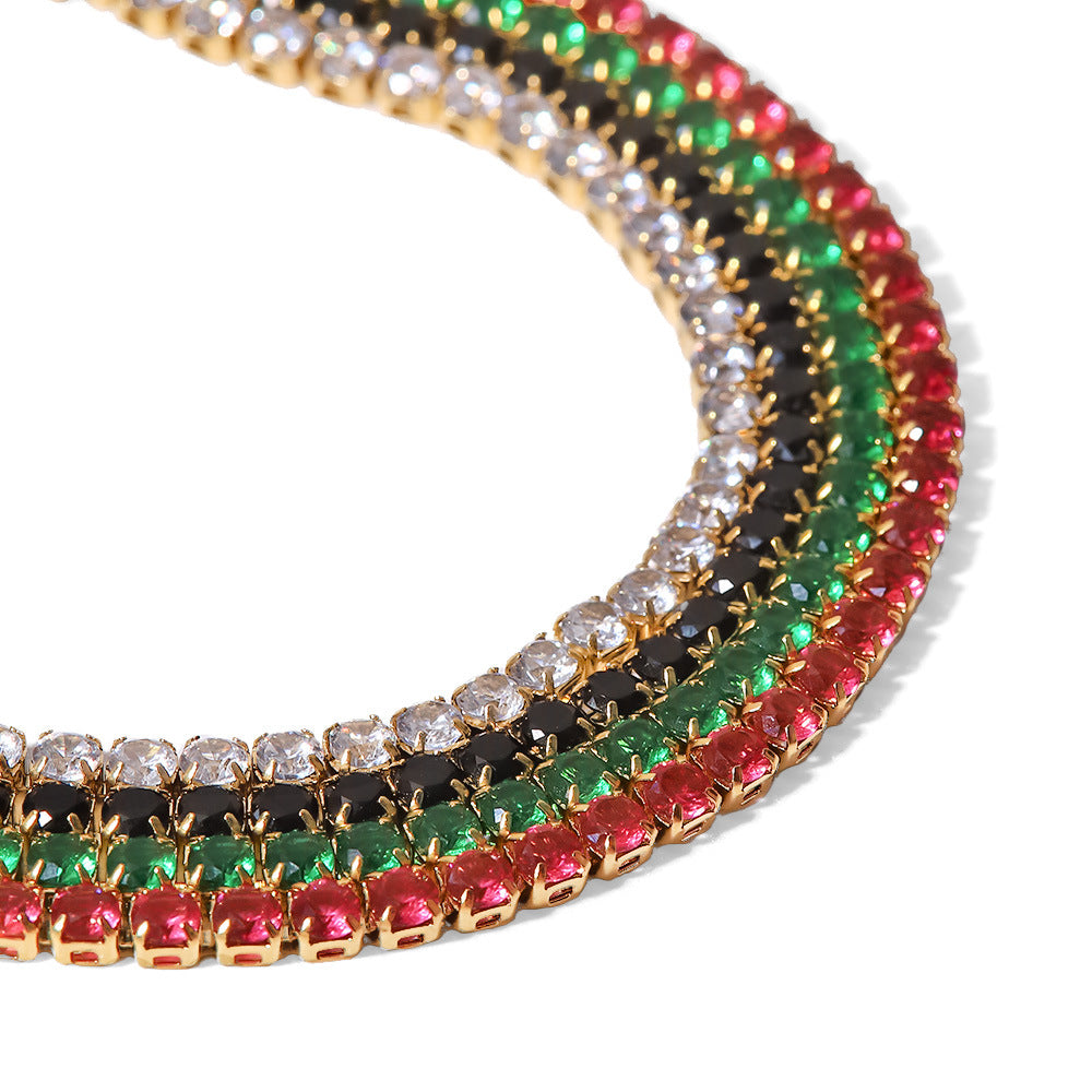 Fashionable and Versatile New Bracelet14K Gold Inlaid Full Zircon Stainless Steel Bracelet Vintage Bracelet for Women