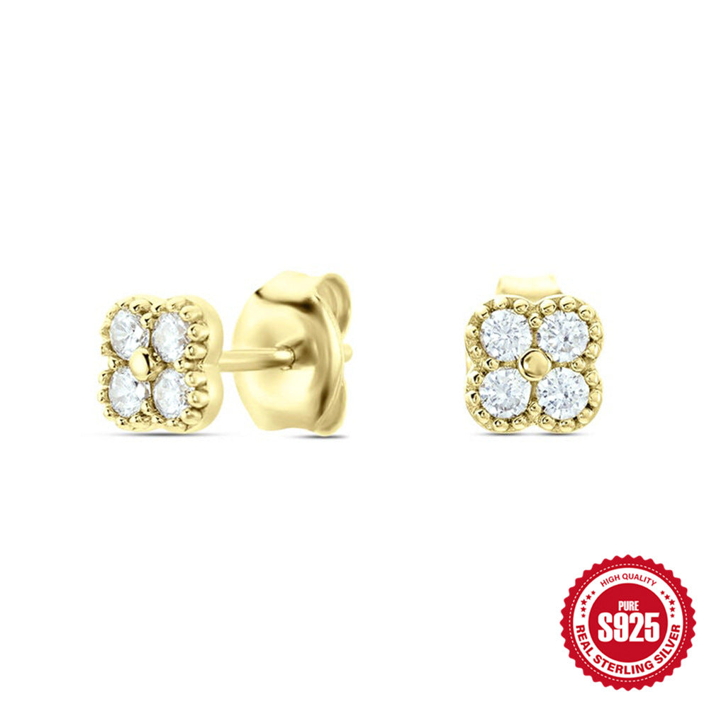 Fashion Hot-Selling Turquoise Petal Earrings s925Sterling Silver Diamond Earrings Jewelry Earrings