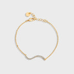 B0007 Small S Curved Bracelet Diamond-encrusted wavy twisted wire Gold-Plated Copper Jewelry