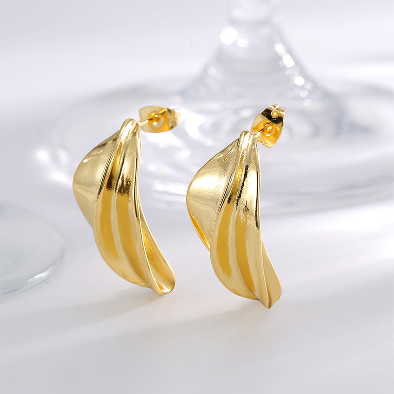 E0783 Fashion Creative Petal Earrings Copper Plated18K Minimalist Cool Style Earrings
