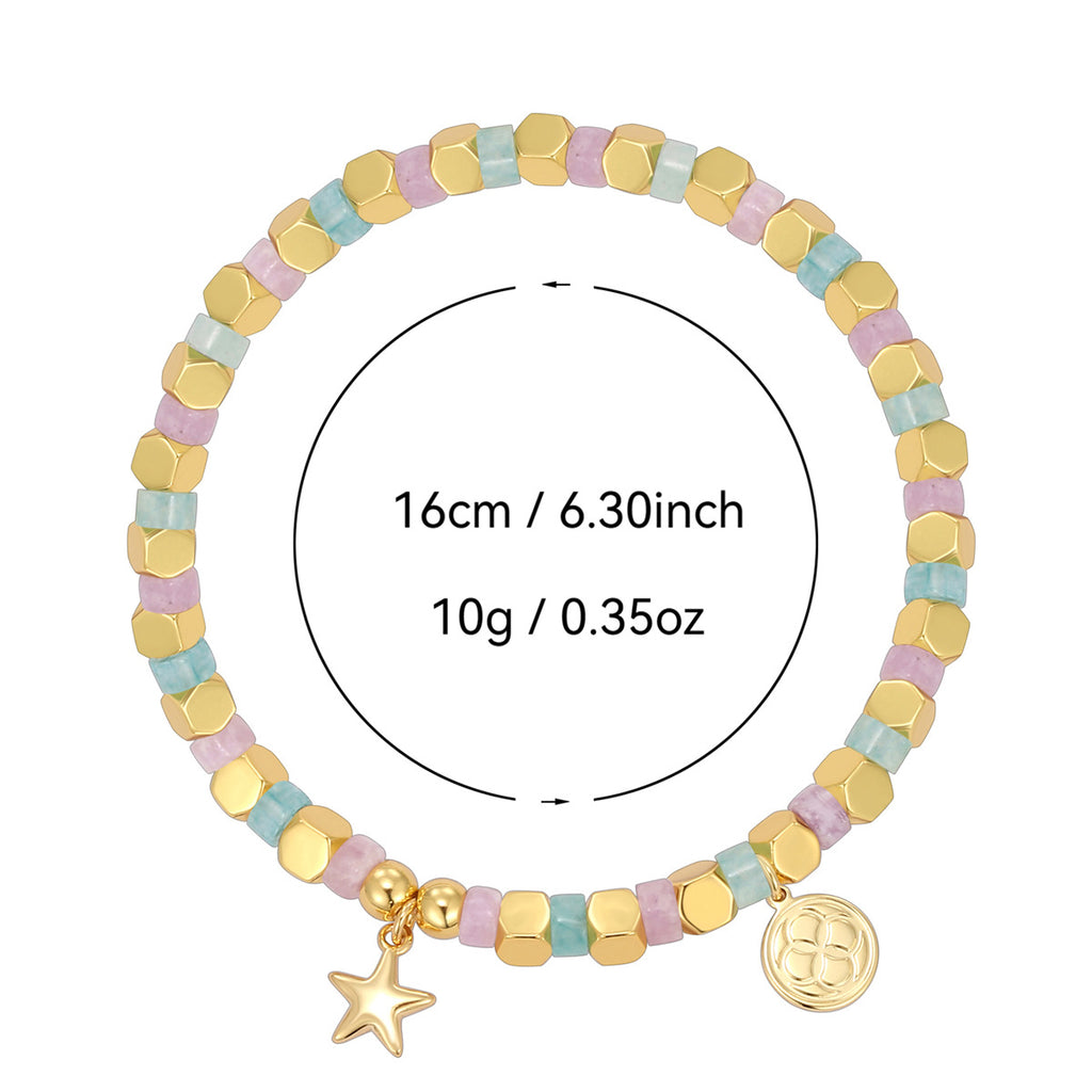 B0312 Star Pendant Trendy Casual Bracelet Chalcedony Stone Beads