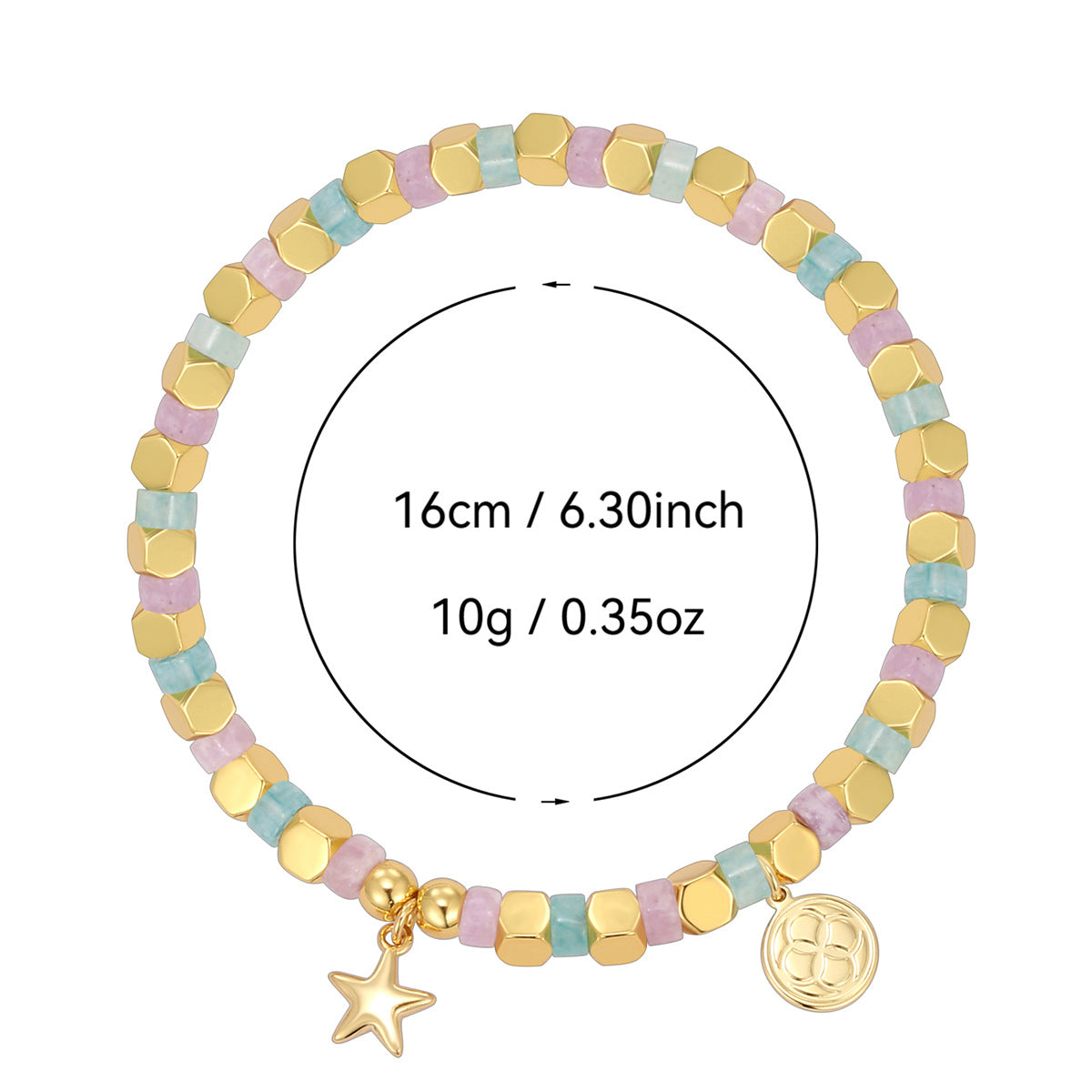 B0312 Star Pendant Trendy Casual Bracelet Chalcedony Stone Beads