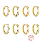 S925 Sterling Silver Colorful Diamond Hoop Earrings Minimalist