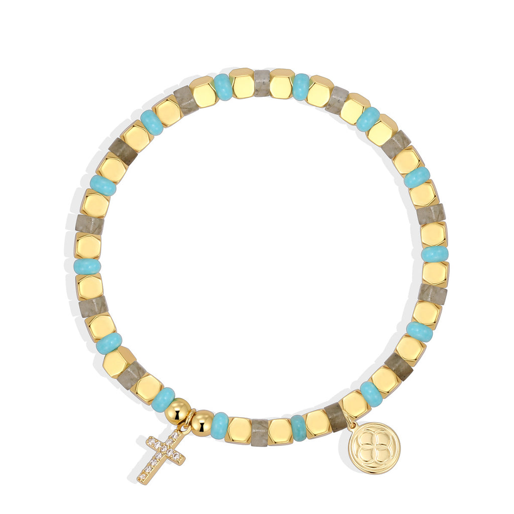 B0307 Vintage Trendy Cross Bracelet Vacation Trendy Beaded