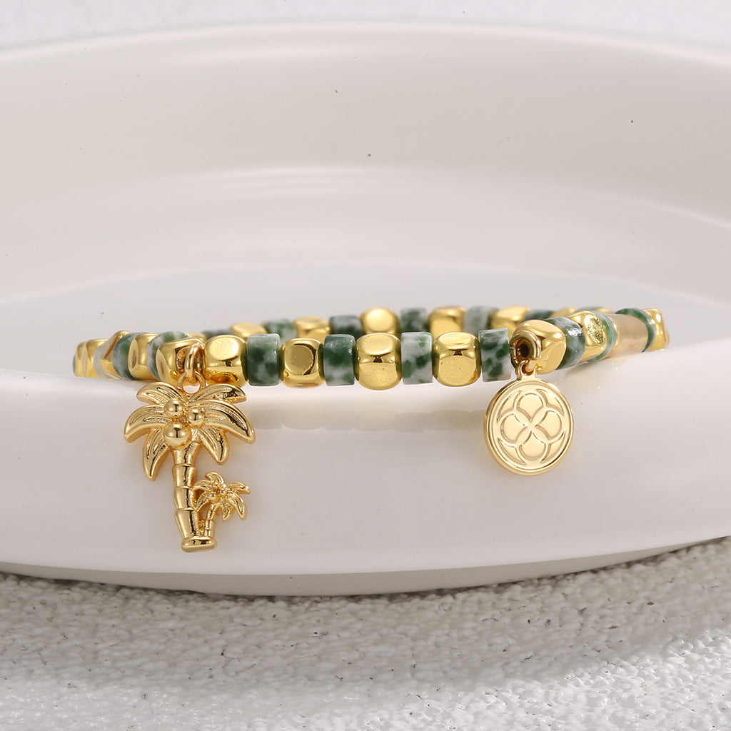 CYB0234 Copper plating14k Golden Coconut Tree Beach Bohemian Vacation Design Bracelet
